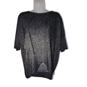 Gibson Black Semi-Sheer Heather Womens Asymmetrical Wrap Shirt Blouse Size M